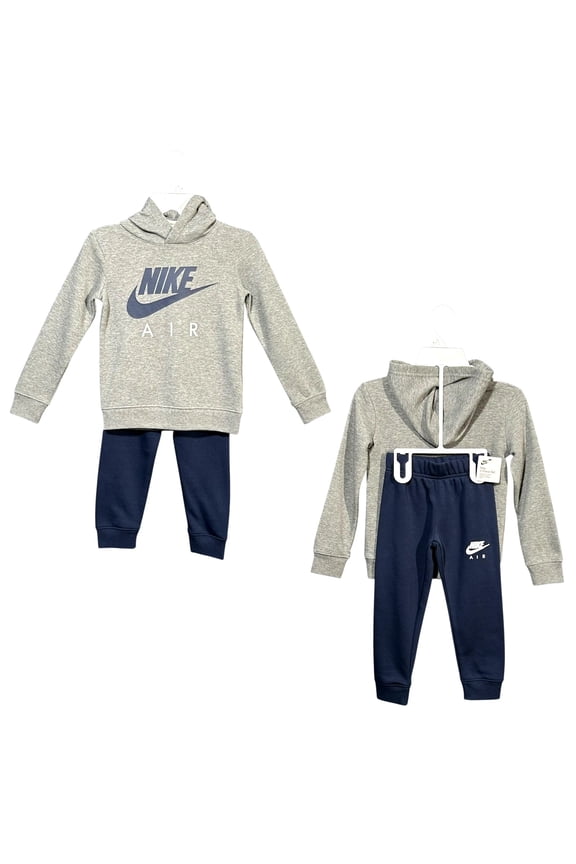 Little Boys Fleece Pullover Hoodie & Joggers Outfit Set Sz 4 Navy Blue Gray
