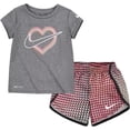 thumbnail image 1 of Nike Little Girls' Dri-FIT Pixel T-Shirt and Shorts 2 Piece Set Black26H451-023/Pink, 2T, 1 of 4