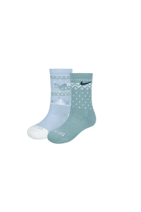 Little Kids' 2-Pack Fair Isle Crew Cotton Blend Socks Size XS (Shoe Size 10C-3Y, Sock Size 5-7)