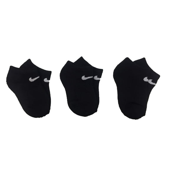 Nike Little Kids' Dri-FIT Cushioned No-Show Socks 3 Pack (Black/White 4-5