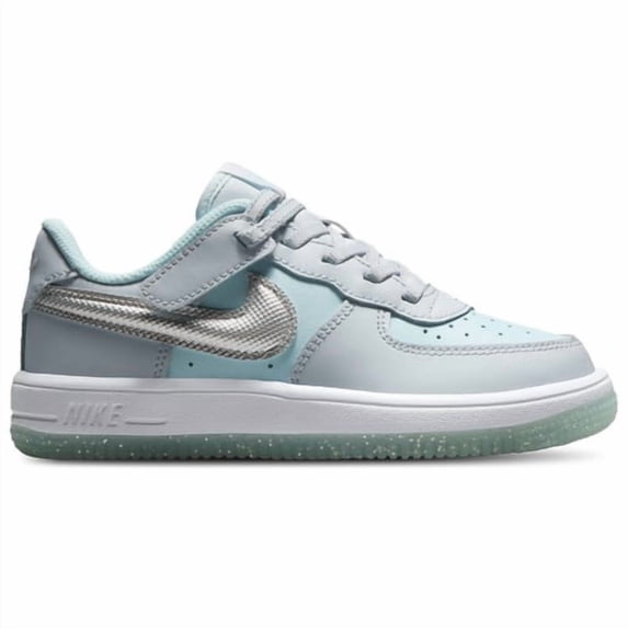 Nike Little Kids Force 1 Low EasyOn Shoes Platinum Blue 10 Medium