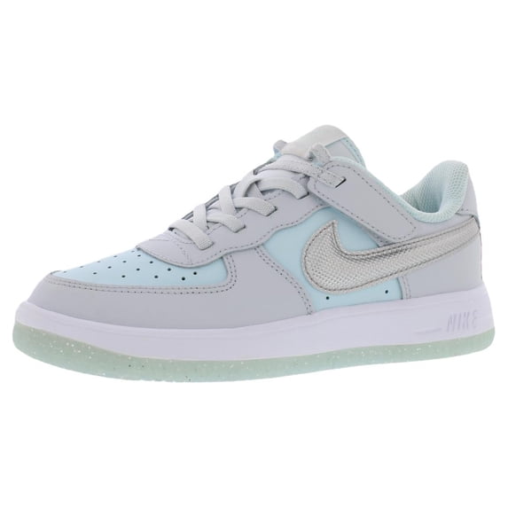Nike Force 1 Low EasyOn Leather PS Boys Shoes Size 9, Color: Pure Platinum/Metallic Silver
