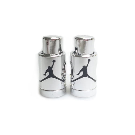 Nike Logo Air Jordan VI Lace Locks Silver Base Black Jumpman- Laces Shoelace Locks Rope Buckle Metal Spring Buckles Lanyard