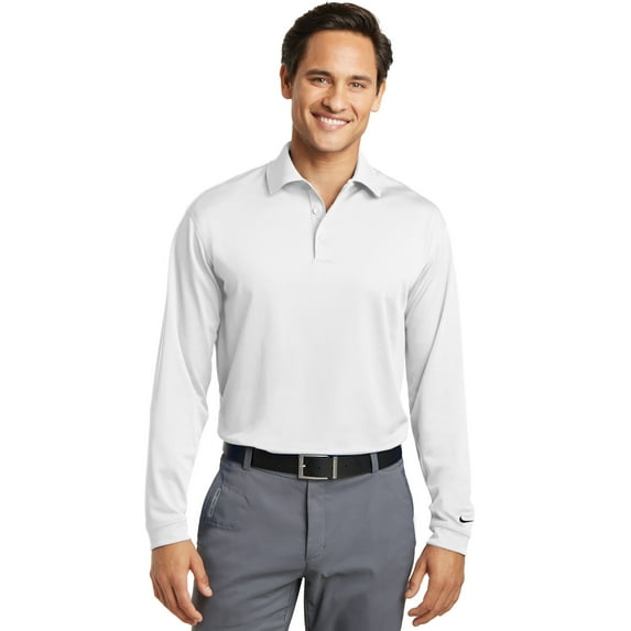 Nike Long Sleeve Dri-FIT Stretch Tech Polo Shirt. White. S.