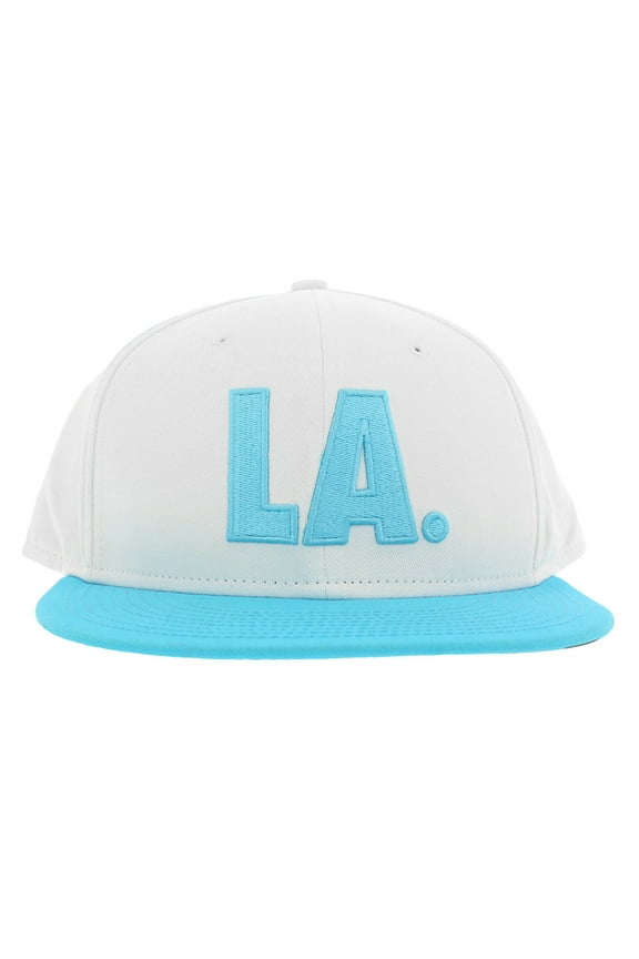Los Angeles La Jdi True Snapback Hat White Blue, Color: White/Blue