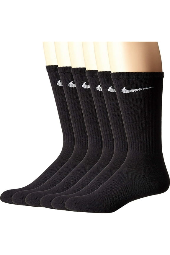 Men's 6 Pack Performance Cotton Crew Band Socks Black Size Large
