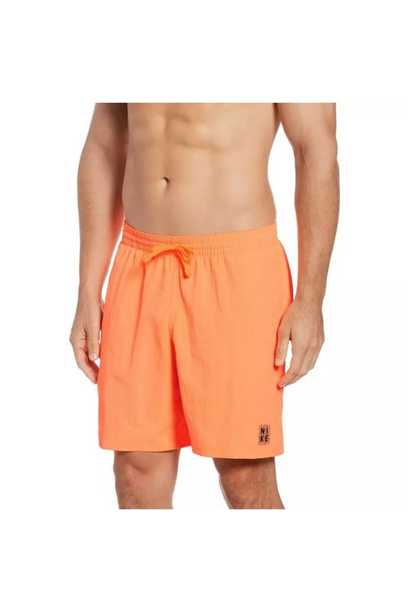 Men's 7" Volley Shorts, Square Logo - Orange -(Small)