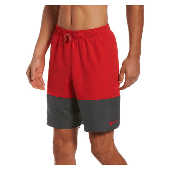 Nike Men’s, 9 inch Split Volley Swim Shorts, Red, M