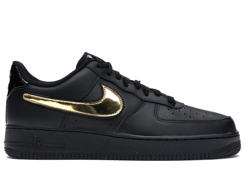Nike Men's Air Force 1 Black Metallic Gold Removable Swoosh Pack Shoes, from StockX