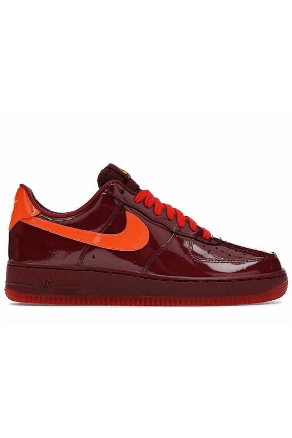 Men's Air Force 1 Low Patent Leather Dark Team Red Safety Orange Shoes, from StockX