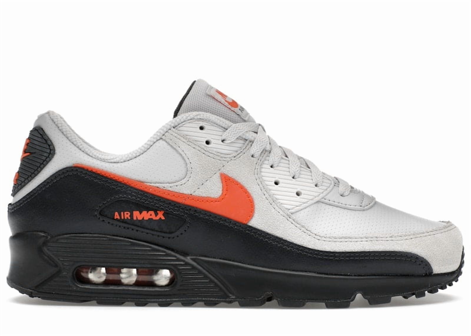 Nike Men's Air Max 90 Vast Grey Safety Orange Running Shoes, from