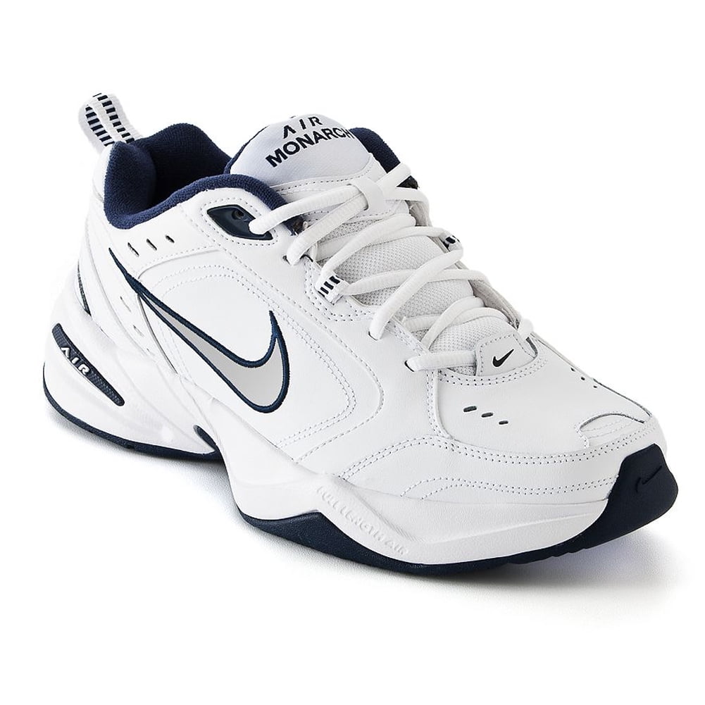 Nike Air Monarch IV Men's Training Shoes - White/Navy/Silver