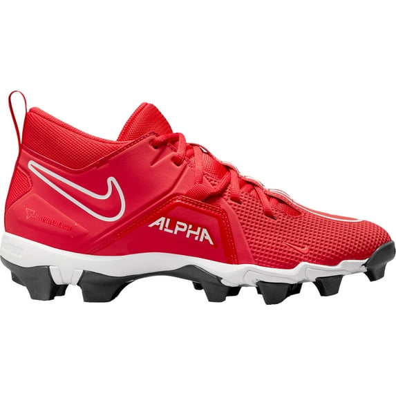 Nike Men's Alpha Menace 3 Shark Mid Football Cleats (Red/White, 14 D US)