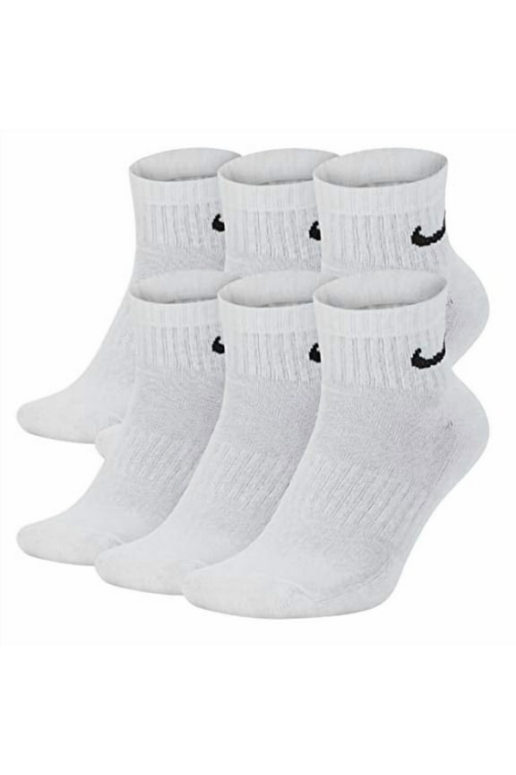 Men's Bag Cotton Quarter Cut Socks (6 Pack) (Medium (shoe size 6-8), White)