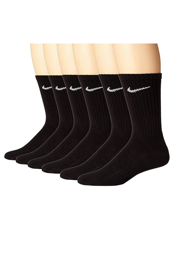Men's Band Cotton Crew Socks 6 Pack, Black Large 8-12 - NEW
