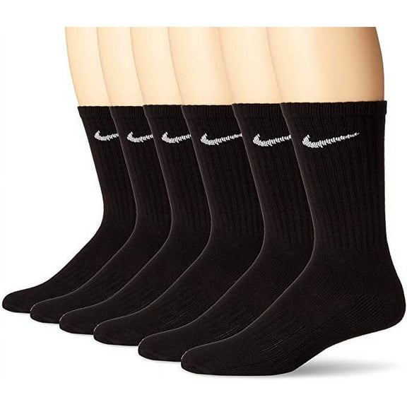 Nike Men's Band Cotton Crew Socks 6 Pack, Black Medium  - NEW