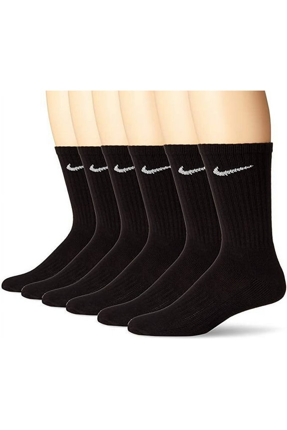 Men's Band Cotton Crew Socks 6 Pack, Black Medium  - NEW