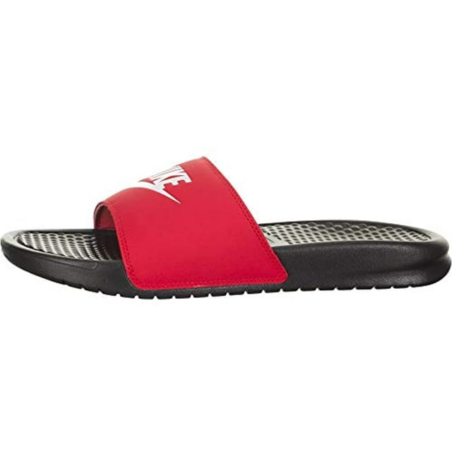 Nike Men's Benassi Just Do It Slide Sandal, Black/White-University Red, 12 Regular US