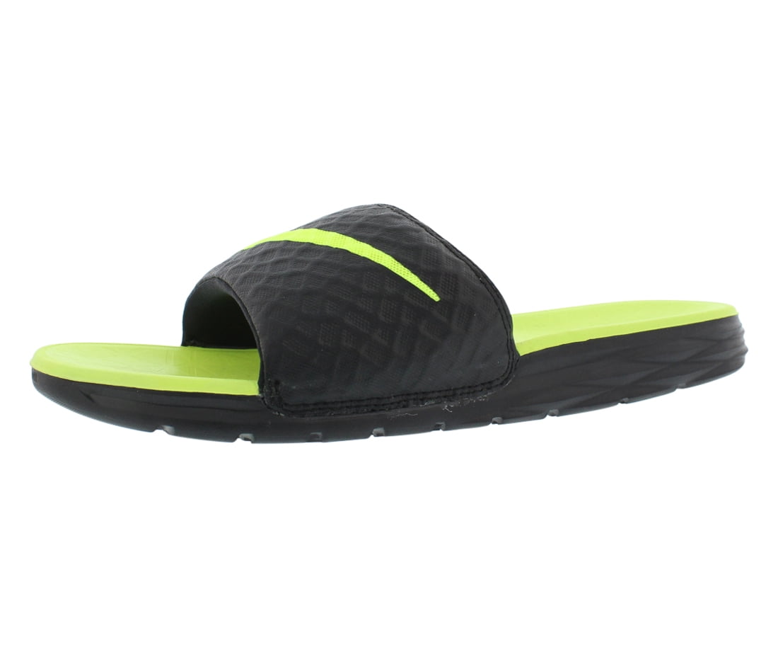 NIKE Benassi Solarsoft Slides Sandals Shoes Men\'s Size 9 Black Volt 705474 070 Nike Benassi Solarsoft Slides, Black/Volt Noir [705474-070  main image 3
