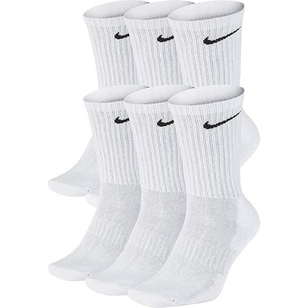 Nike Men's and Women's Cotton Cushioned Training Socks. White (6)
