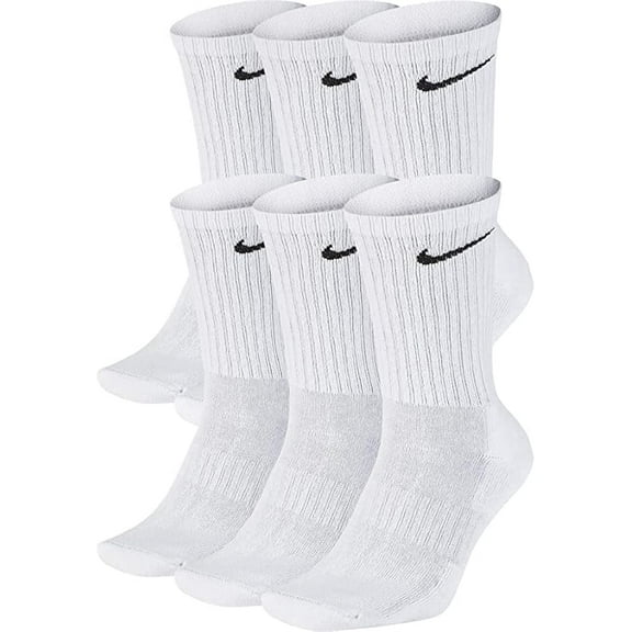 Nike Men's and Women's Cotton Cushioned Training Socks. White (6)