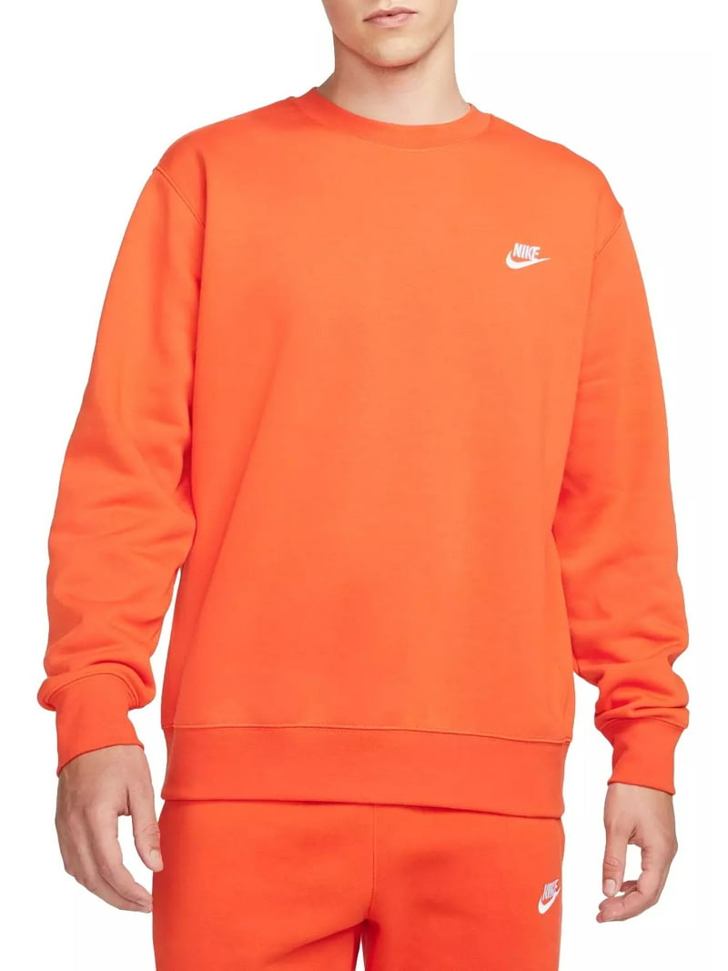 Nike Men's Club Fleece Crew Sweatshirt, Team Orange, Large