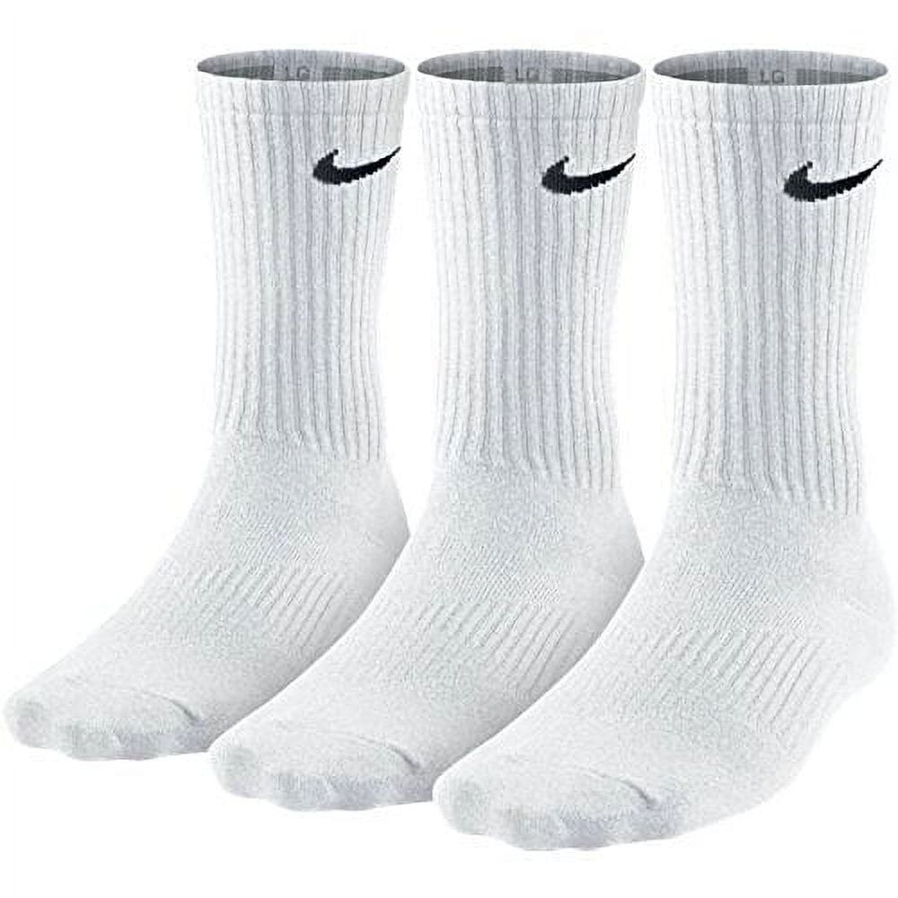 NIKE Men's Cotton Cushion Crew Socks 3 Pack, White, Large