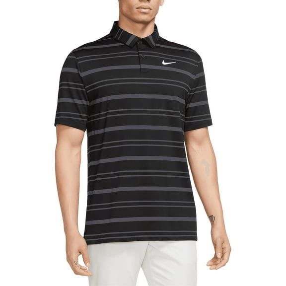 Nike Men's Dri-FIT Striped Golf Polo (Black/White/Anthracite, M)