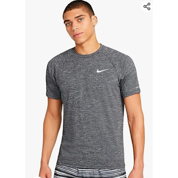 Nike Men's Dri-FIT UPF 40+ Hydroguard Swim Tee (Large, Grey Heather)