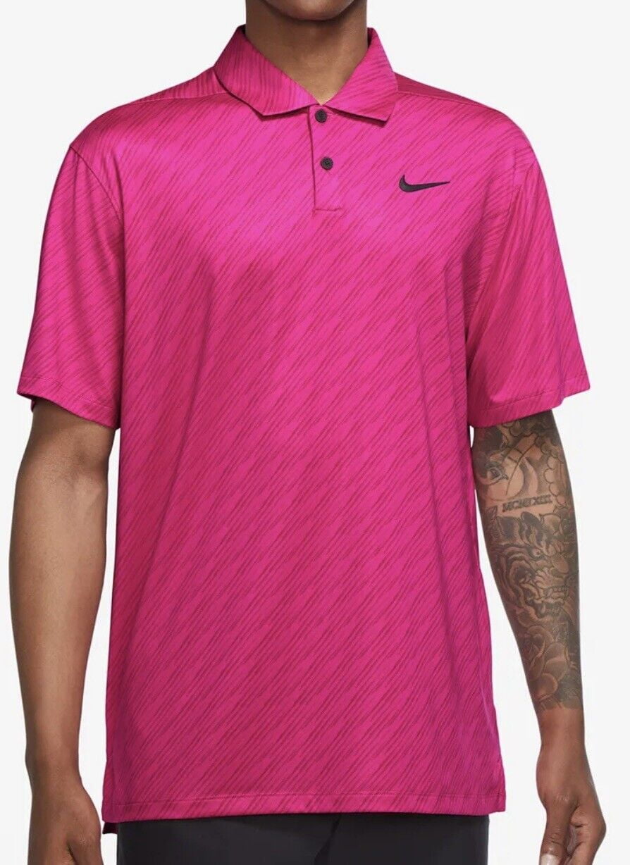 Nike Men s Dri FIT Vapor Striped Golf Polo Size M Pink Prime DH0808 642 NWT Walmart