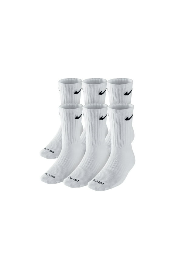 Men's Dri-Fit Cushioned Crew Socks (White /Black, Medium(6-8))
