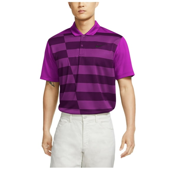 Nike Men's Dri-Fit Essential Graphic Striped Golf Polo (Small, Vivid Purple)