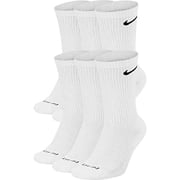 Nike Mens Dri-Fit EverydayPlus Cushioned Crew Socks | Cotton EverydayPLUS, White, Medium, 6 Pairs