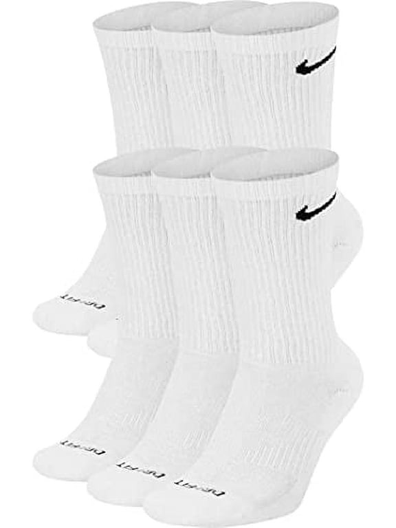 Men's Dri-Fit EverydayPlus Cushioned Crew Socks | Cotton (EverydayPLUS, White, Medium, 6 Pairs)