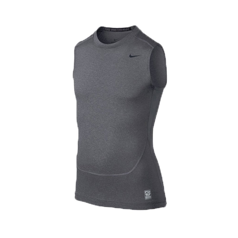 Nike Men's Dri Fit Pro Cool Compression Sleeveless Shirt, Carbon Heather,  Large 