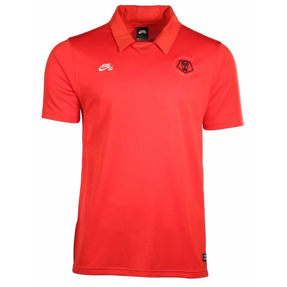 Nike Men's Dri-Fit SB Jersey Skateboarding Collar Shirt (Small, Red)