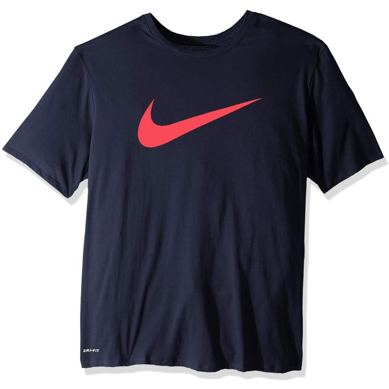 Nike Men s Dri Fit Swoosh Tee Small Black Red Walmart