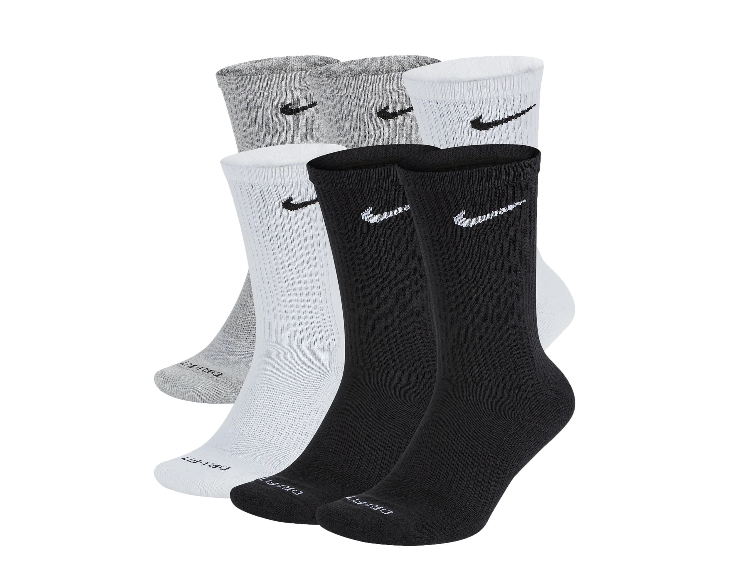 NIKE Unisex Performance Cushion Crew Socks Everyday Training Running 6 Pairs White Black Medium Walmart