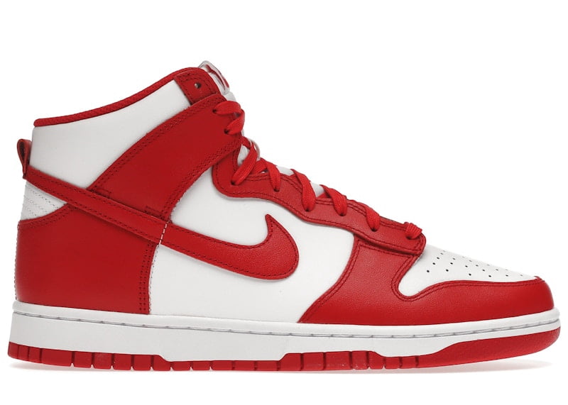 スニーカー Nike DunkHigh Championship White and Red Nike Men's Dunk High Championship White Red Shoes, from StockX