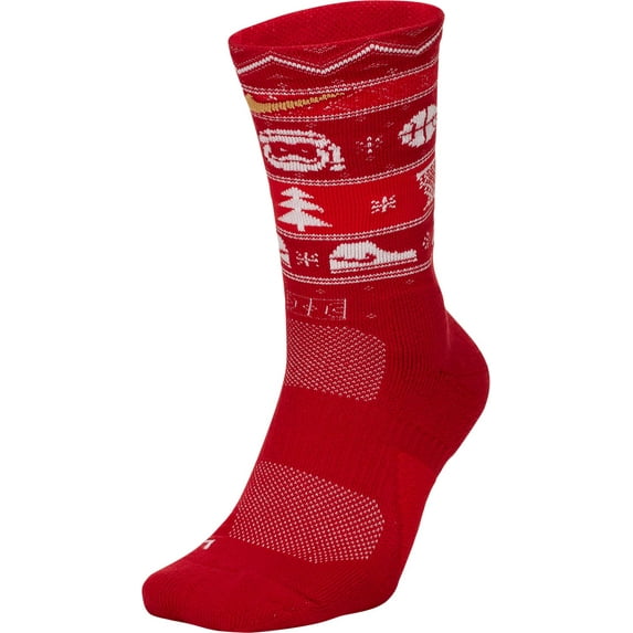 Nike Men's Elite Christmas Crew Socks (Gym Red/White/Club Gold, )