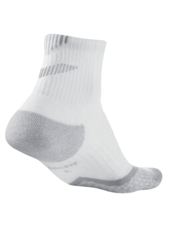 Men's Elite Cushioned Quarter Socks sz 6 (14-16) White Gray Reflective Golf Running
