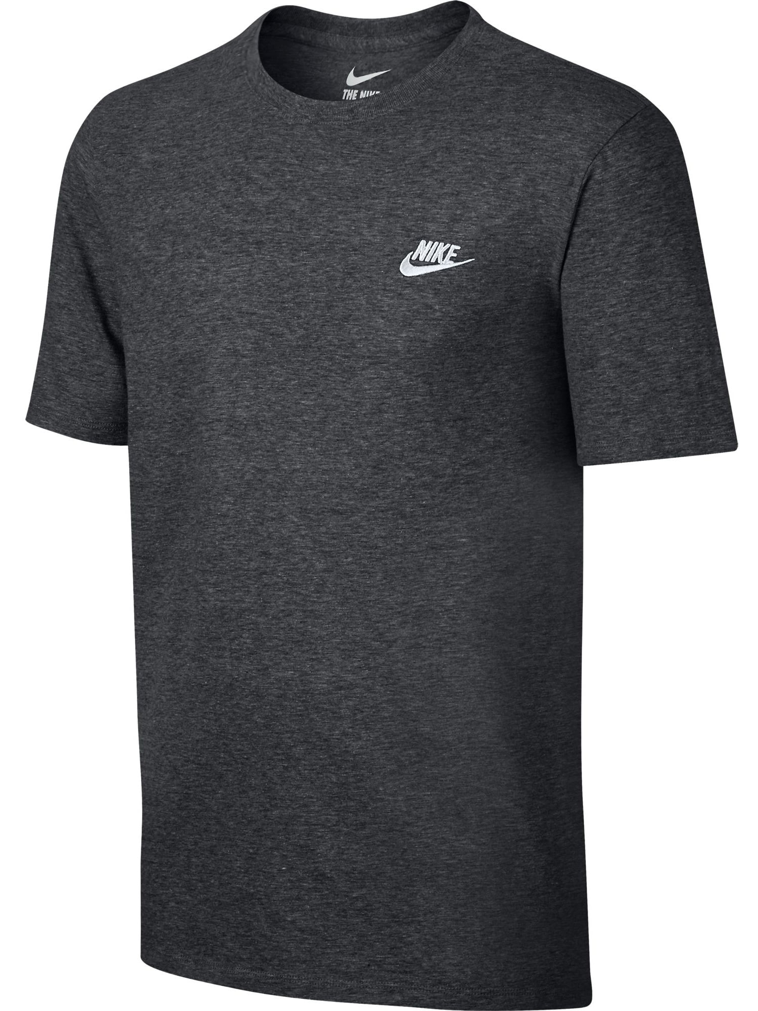 Nike Men's Embroidered Swoosh T-Shirt Charcoal Heather/White 827021-071 - Walmart.com