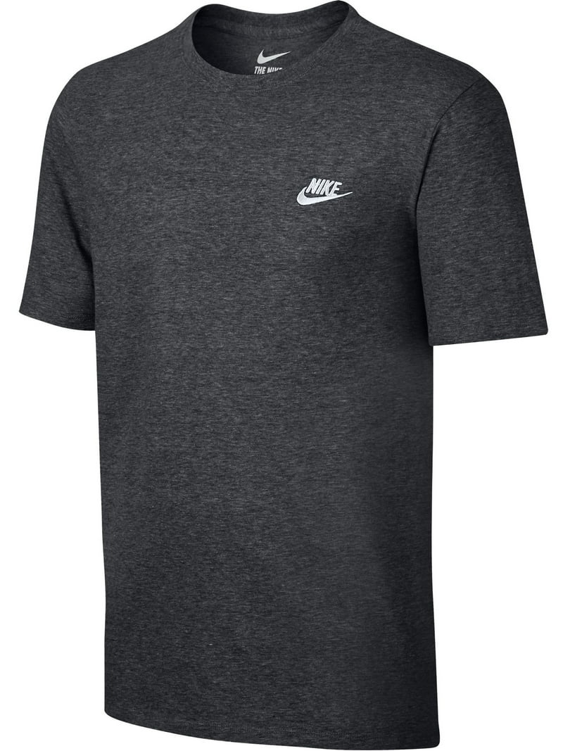 Nike Men's Embroidered Swoosh T-Shirt Charcoal Heather/White