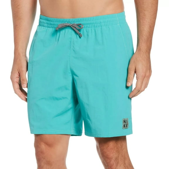 Nike Men's Essential Lap 7” Volley Square Logo Swim Trunks- Aqua Teal -(Small)