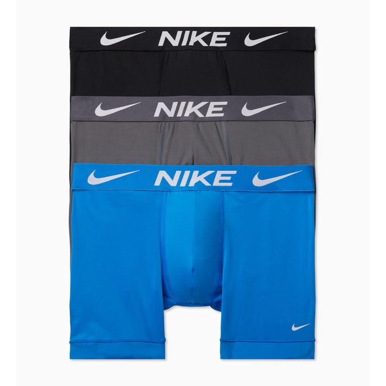 Nike Men's Essential Micro Boxer 3 Pack Brief, Black/Grey/Blue