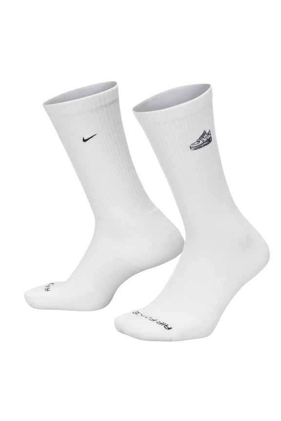 Men's Everyday Plus Air Force 1 Crew Socks Large (8-12) White Black AF1