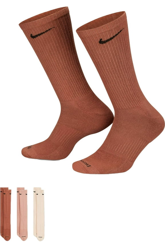 Men`s Everyday Plus Cotton Cushioned Training Crew Socks 3 Pack (Multi(SX6888-914)/B, Large)
