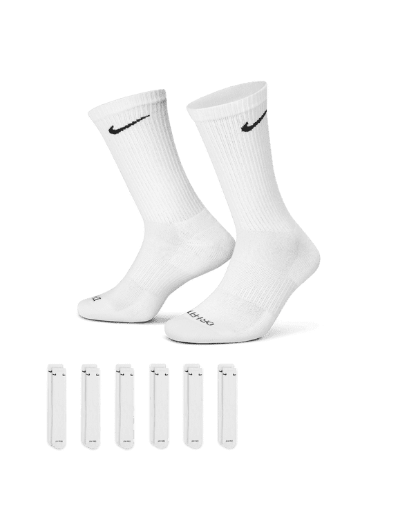 Men's Nike 6-pack Everyday Plus Cushion Crew Training Socks Color: White Size: 6-8