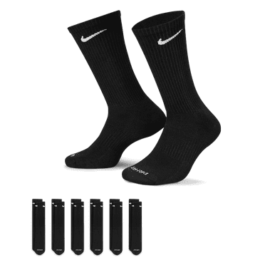 Nike Men's Everyday Plus Cushion Crew Socks, SX6897-010 Black/White, Large