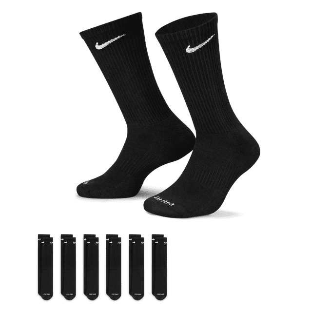Nike Men's Everyday Plus Cushion Crew Socks, SX6897010 Black/White